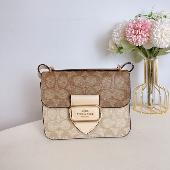 Coach CL429 Morgan Square Crossbody In Blocked IN Light Khaki Multi - Picture 2 of 6